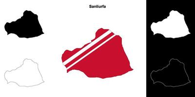 Sanliurfa province outline map set vector
