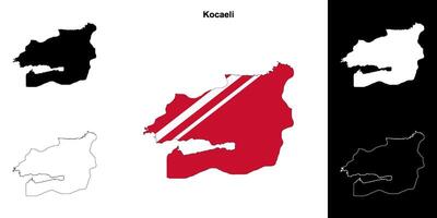 Kocaeli province outline map set vector