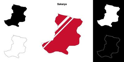 Sakarya province outline map set vector