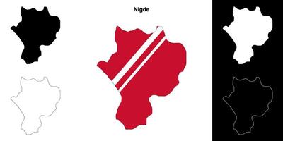 Nigde province outline map set vector