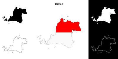 Banten province outline map set vector