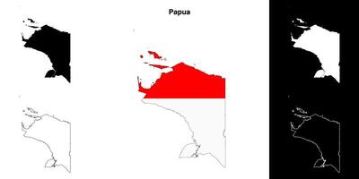 Papua province outline map set vector