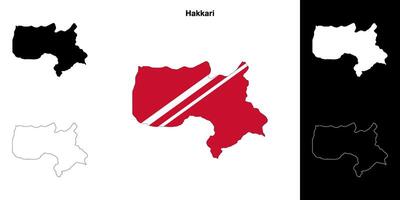 Hakkari province outline map set vector