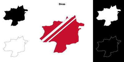 Sivas province outline map set vector