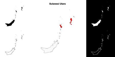 Sulawesi Utara province outline map set vector