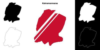 Kahramanmaras province outline map set vector