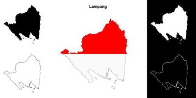 Lampung province outline map set vector