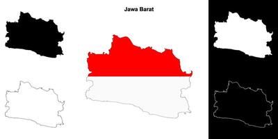 Jawa Barat province outline map set vector