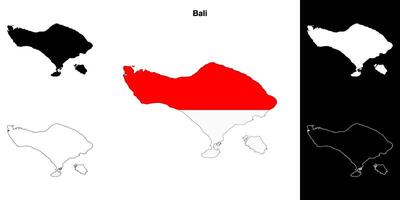 Bali province outline map set vector