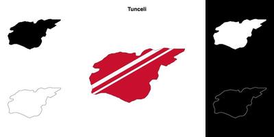 Tunceli province outline map set vector