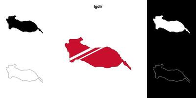 Igdir province outline map set vector