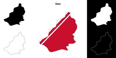 Kars province outline map set vector