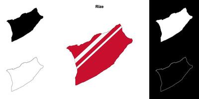 Rize province outline map set vector