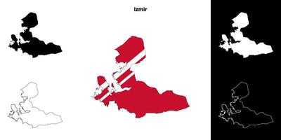 Izmir province outline map set vector