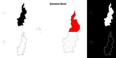 Sulawesi Barat province outline map set vector