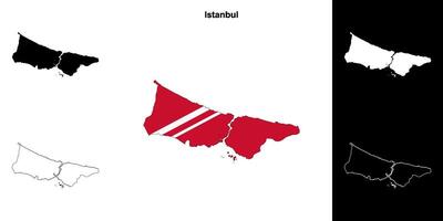 Istanbul province outline map set vector
