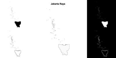 Jakarta Raya province outline map set vector