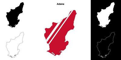 Adana province outline map set vector