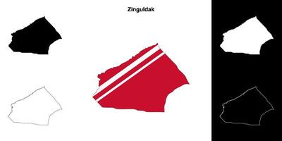 Zinguldak province outline map set vector