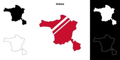 Ankara province outline map set vector