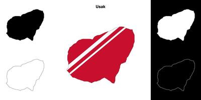 Usak province outline map set vector