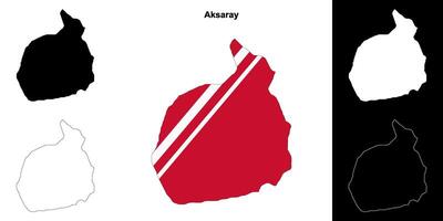 Aksaray province outline map set vector