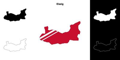 Elazig province outline map set vector