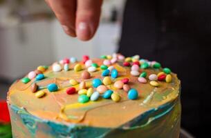Preparation of cake and carnival pastries. photo