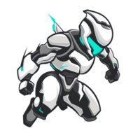 Futuristic warrior in dynamic action pose png