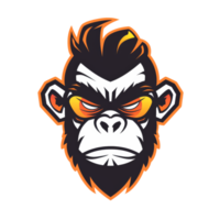 A fierce monkey mascot with a fiery mane png