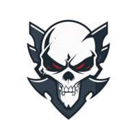 A fierce skull emblem with glowing red eyes png