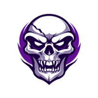 A fierce skull with a purple aura png