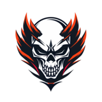 Flaming skull with a fierce look png