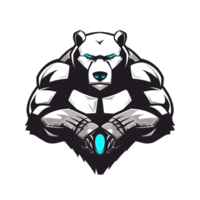 Futuristic bear with cybernetic enhancements ready for action png