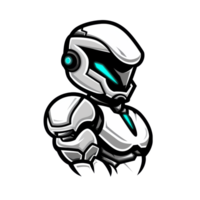 Futuristic robot with a sleek design and a glowing blue visor png