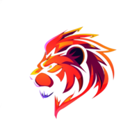 eldig lejon illustration flammande med vibrerande färger png