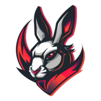 Fiery eyed rabbit mascot with a bold attitude png