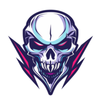 Futuristic skull emblem with neon accents png