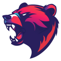 Fierce bear roaring with a modern colorful design png