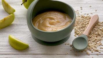 Healthy baby food in bowl video