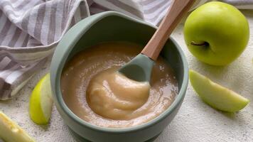 Healthy baby food in bowl video