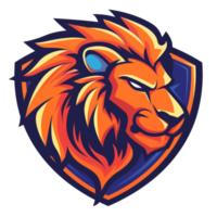 Fiery lion emblem exuding strength and pride png