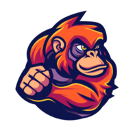 Fiery monkey mascot ready for action png