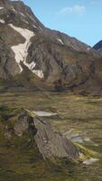 A mountain range with snow on the top of it video