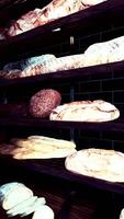 Assorted Breads Displayed on Shelves video