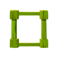 Wooden game frame or border. Green plank and panel for 2D game interface design and UI element. png