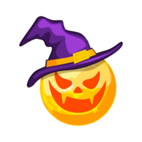 vol maan eng gezicht in de hoed voor groet kaart. halloween illustratie. png