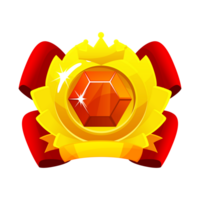 Golden Medal of the achievement, award badges with red gem png