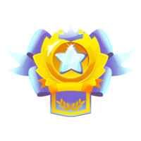 Golden Medal of the achievement, award badges with stargem png