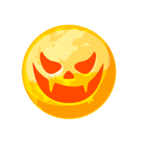 Full moon scary face for greeting card. Halloween illustration. png